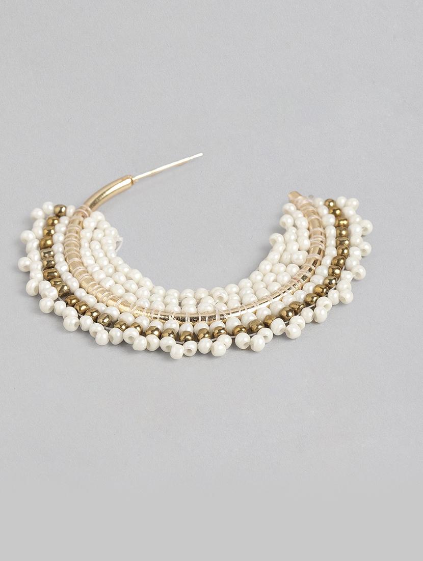 white metal hoop earrings - 21173220 - Standard Image - 2
