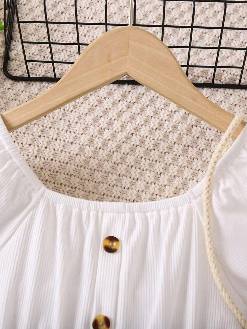 girls white polyester frock - 21173292 - Standard Image - 2