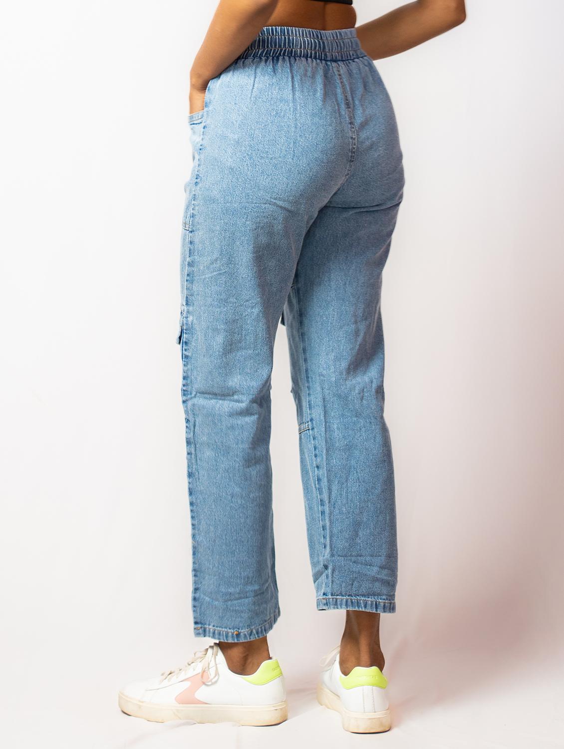 blue cotton blend cargos trouser - 21173377 - Standard Image - 2