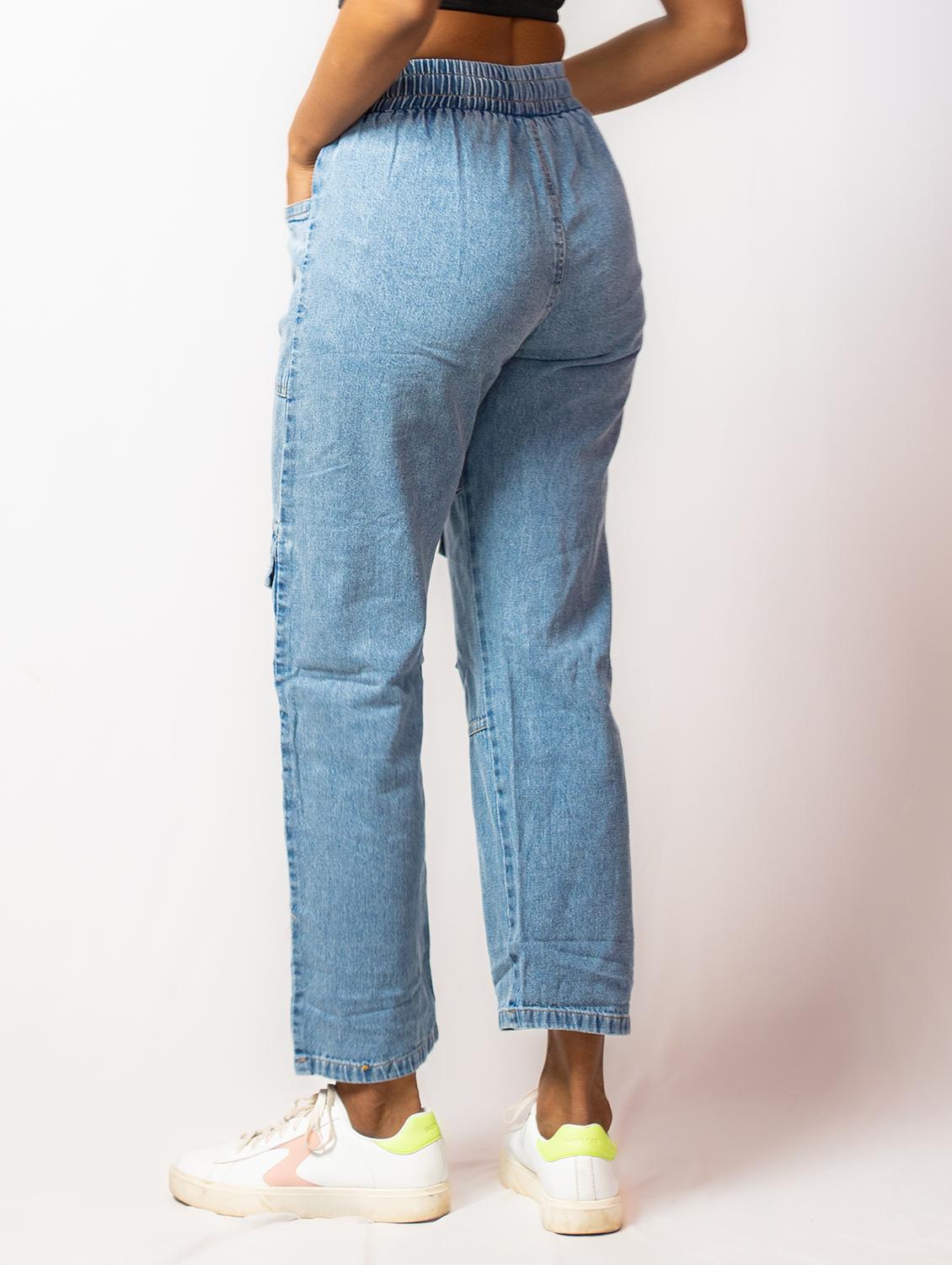 blue cotton blend cargos trouser - 21173379 - Standard Image - 2