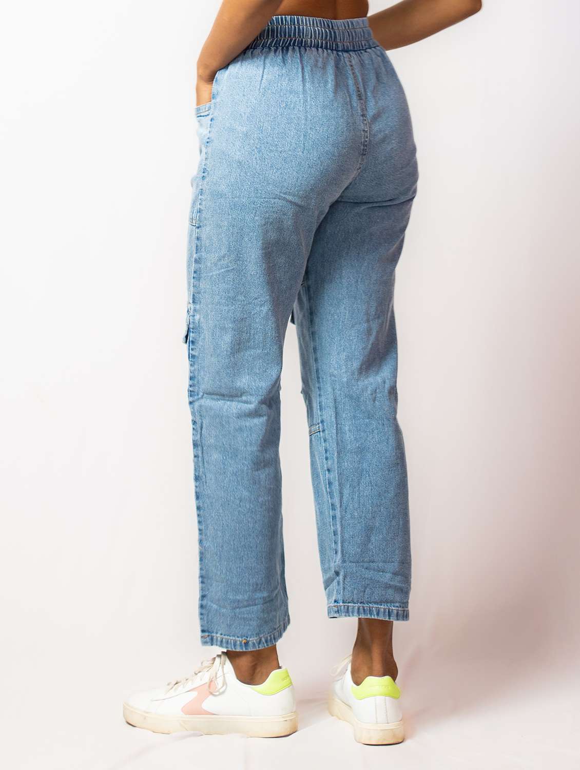 light blue cotton blend cargos trouser - 21173393 - Standard Image - 2