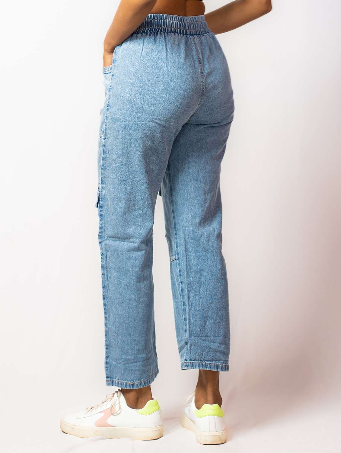 light blue cotton blend cargos trouser - 21173395 - Standard Image - 2