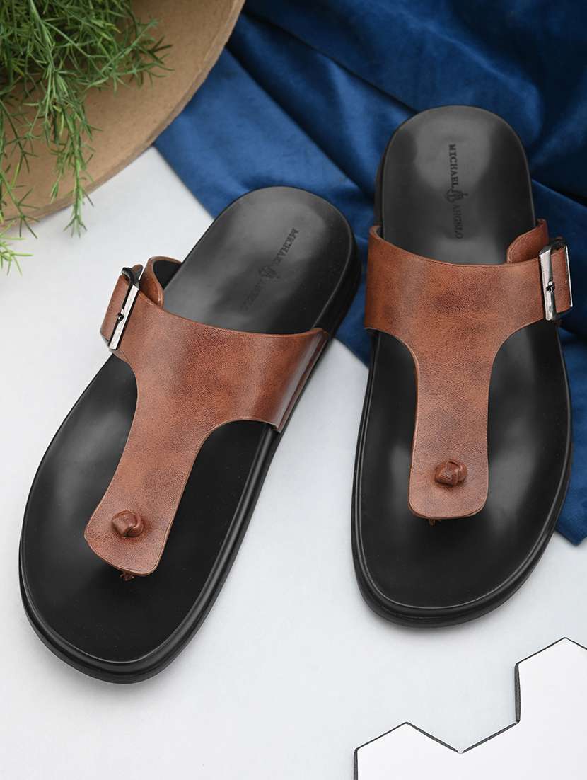 men tan slip on sandal - 21173412 -  Zoom Image - 0