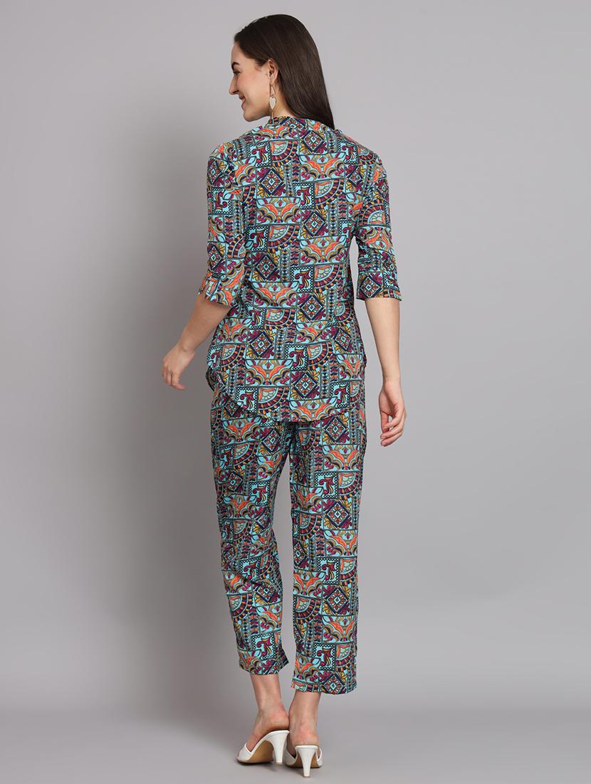 blue crepe top and trouser co-ord set - 21173438 - Standard Image - 2