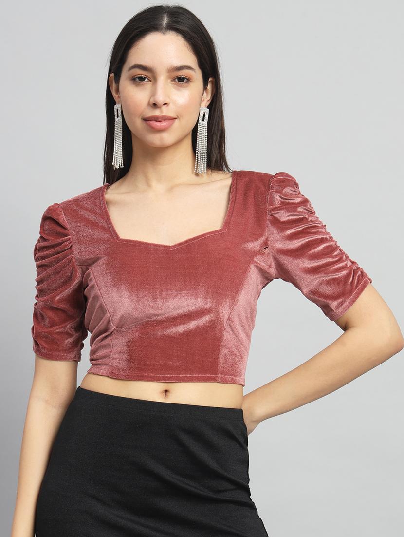 pink velvet crop top - 21173448 - Zoom Image - 0