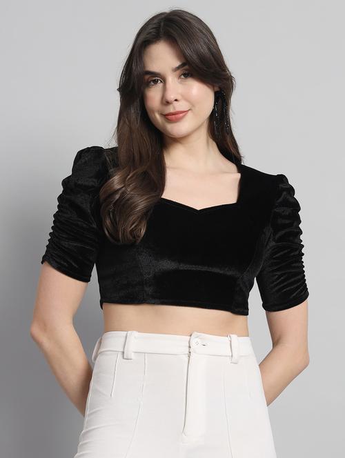 black velvet crop top - 21173452 - Standard Image - 0