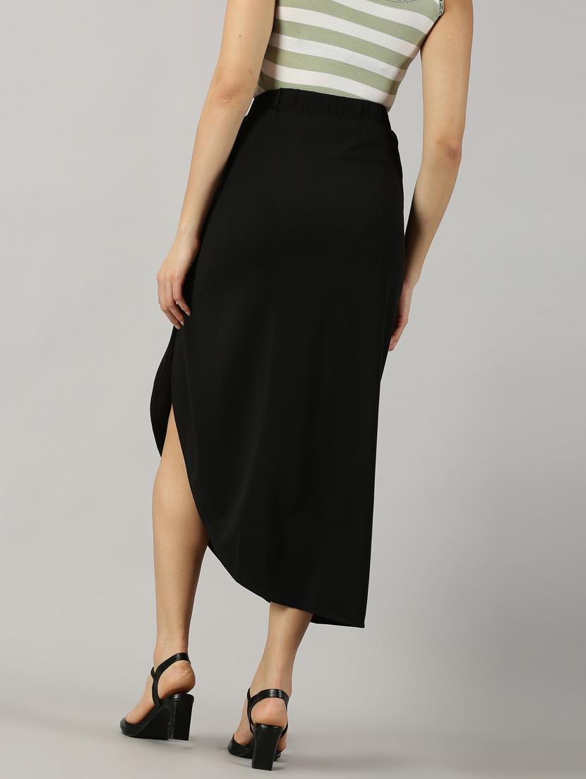 black polyester wrap skirt - 21173463 - Standard Image - 2