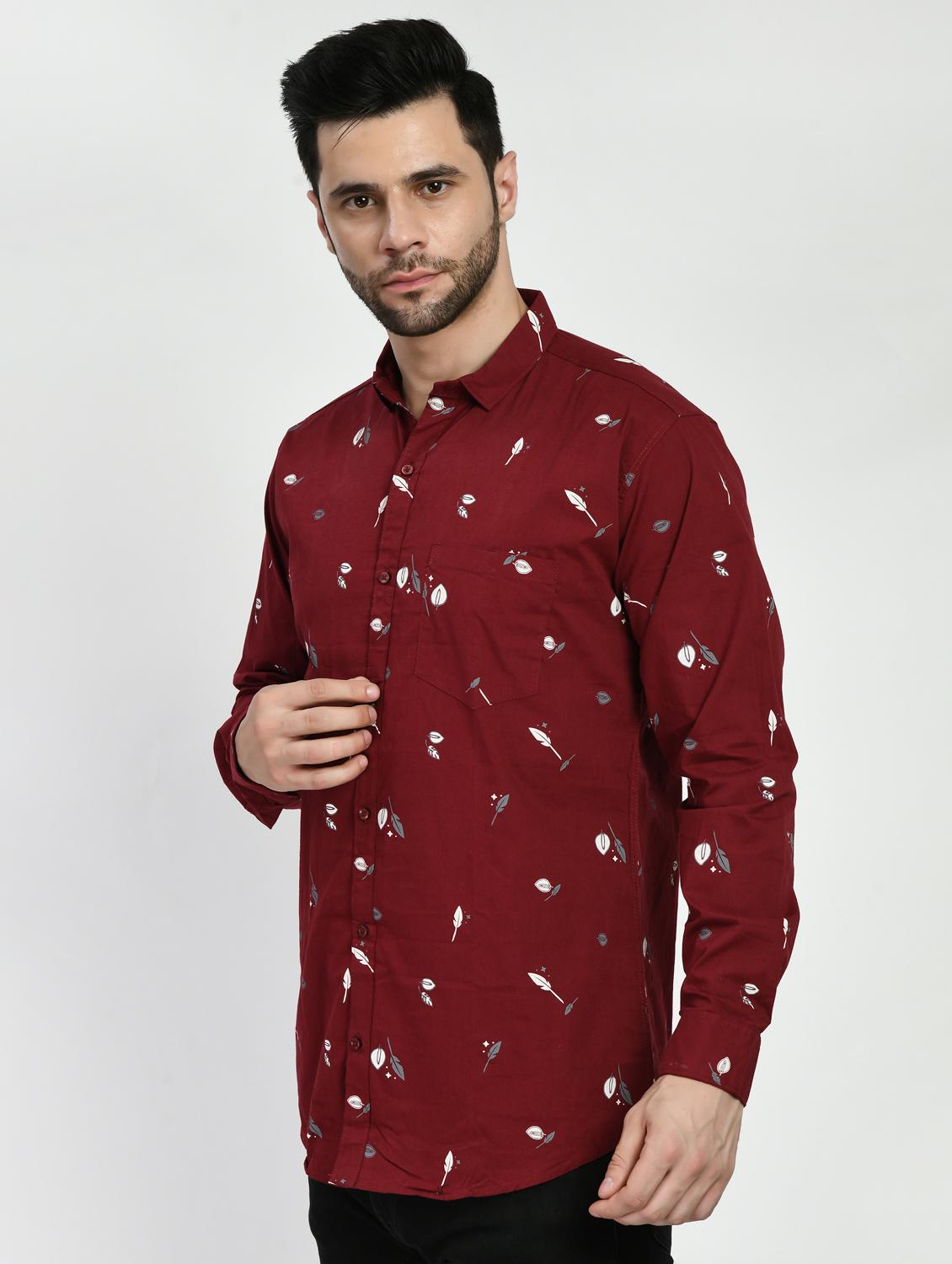 maroon printed casual shirt - 21173840 - Standard Image - 2