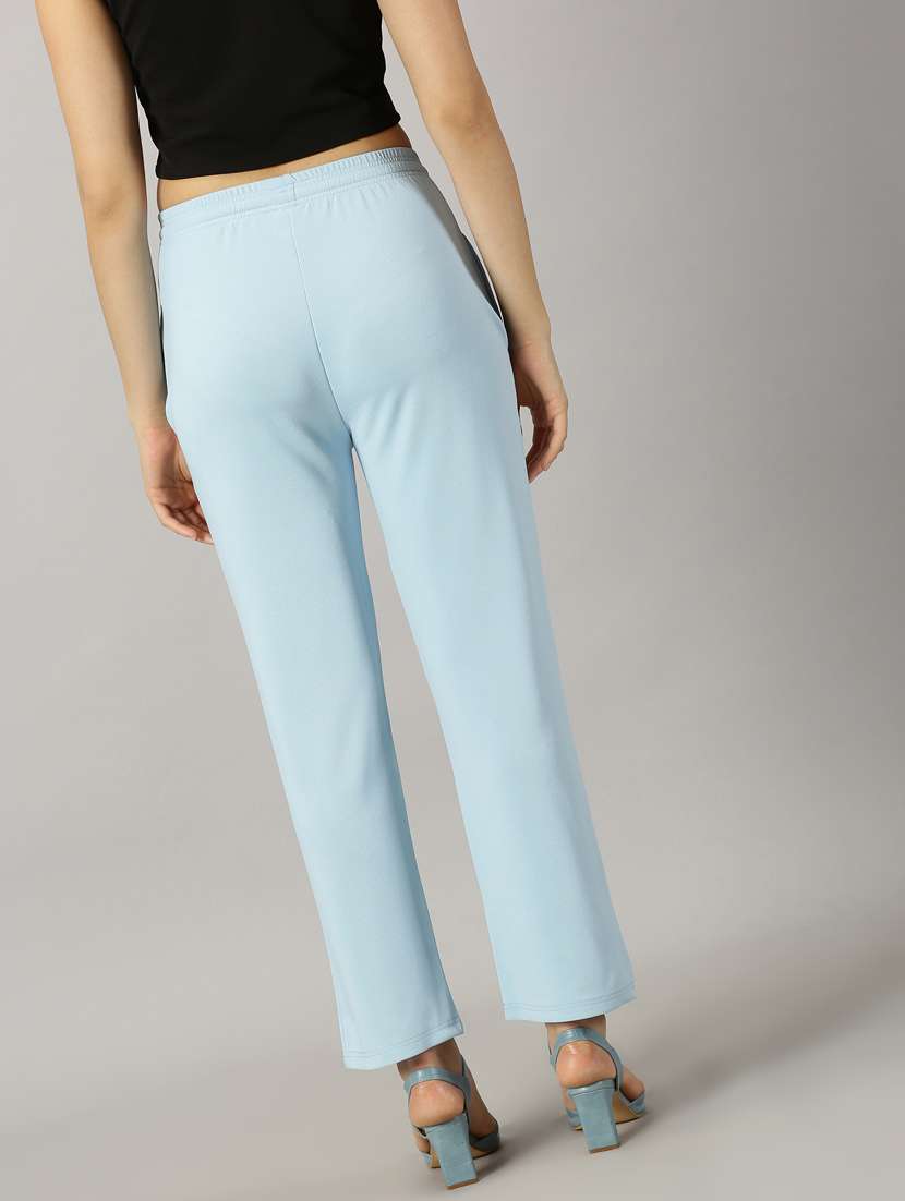 women solids flat front trousers trousers - 21173903 - Standard Image - 2