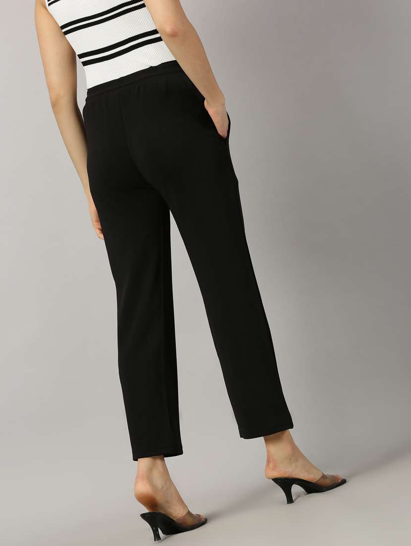 women solids flat front trousers trousers - 21173908 - Standard Image - 2