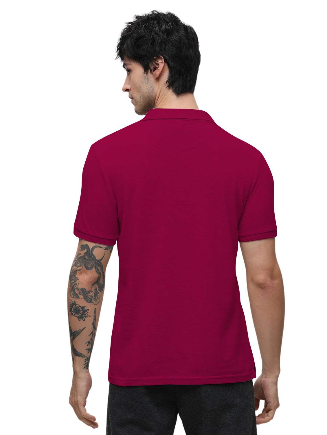 men plain polo neck t-shirt - 21174569 - Standard Image - 2