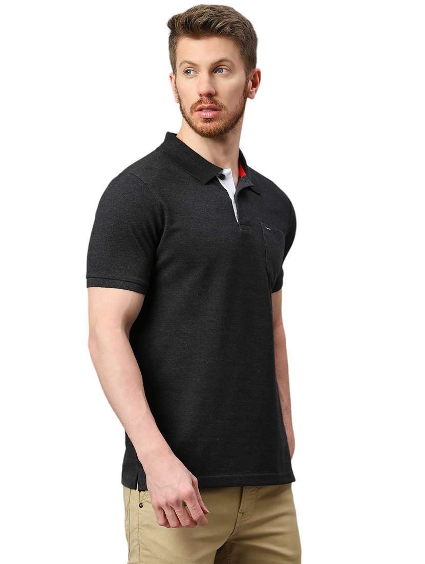 men plain polo neck t-shirt - 21174574 - Standard Image - 2