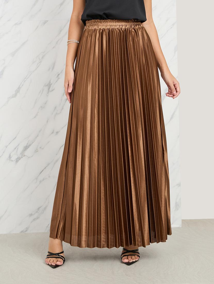 women solid high rise a-line skirt - 21174631 - Zoom Image - 0