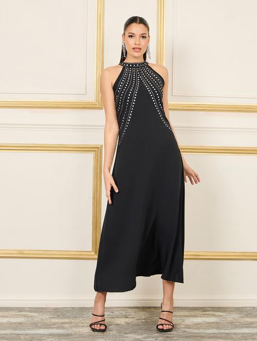 women black embellished a-line dress - 21174641 -  Standard Image - 0
