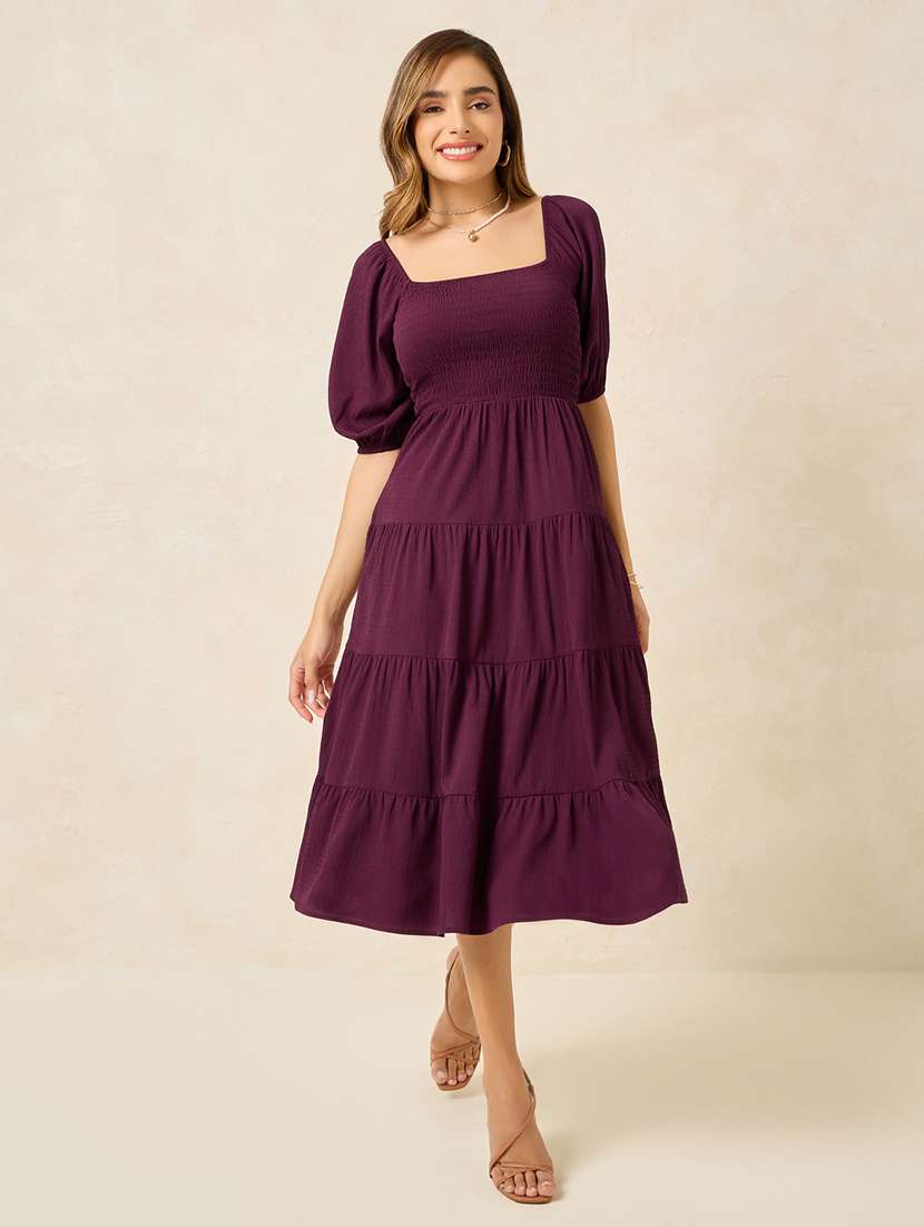 purple polyester tiered dress  - 21174675 -  Standard Image - 2