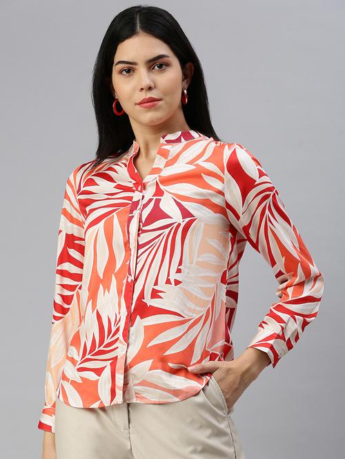 orange polyester regular shirt - 21174811 -  Standard Image - 0