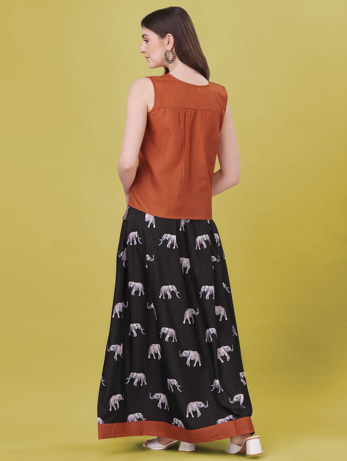 brown printed cotton lehenga set - 21174833 -  Standard Image - 2