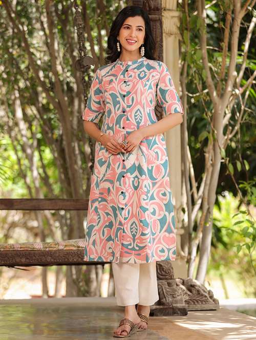 multi colored cotton aline kurta - 21176174 - Standard Image - 0
