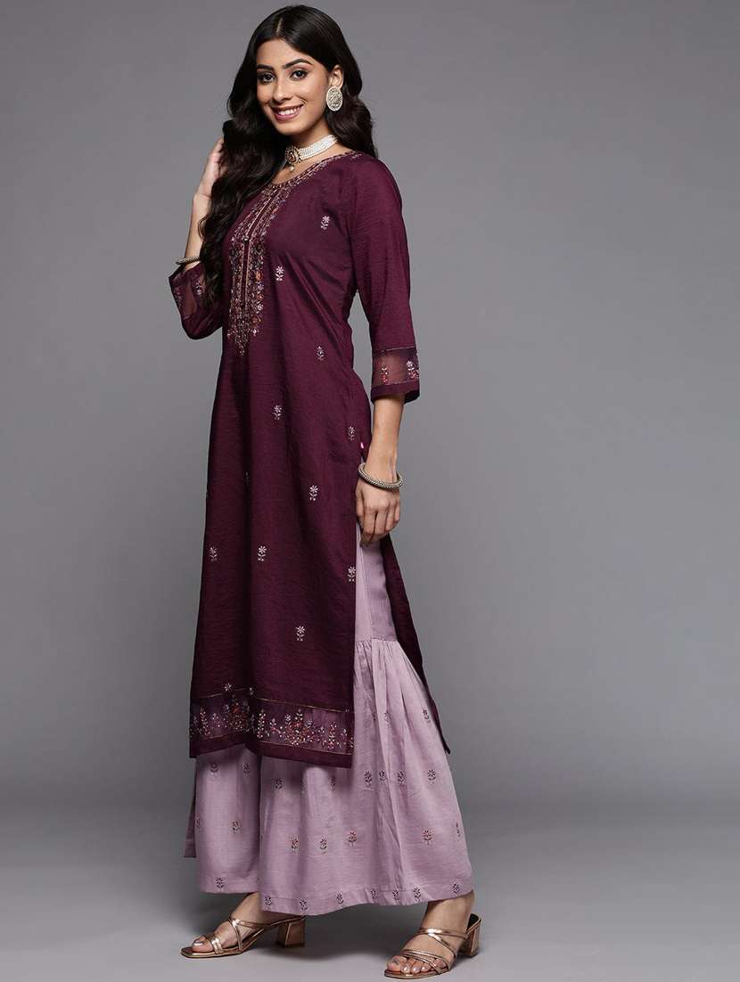 women three quarter sleeve suit set - 21176254 - Standard Image - 2