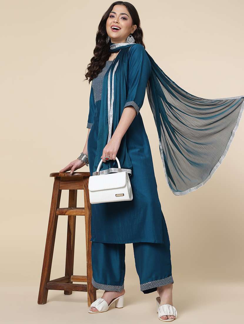 women three quarter sleeve suit set - 21176353 - Standard Image - 2