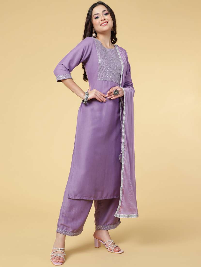 women three quarter sleeve suit set - 21176355 - Standard Image - 2