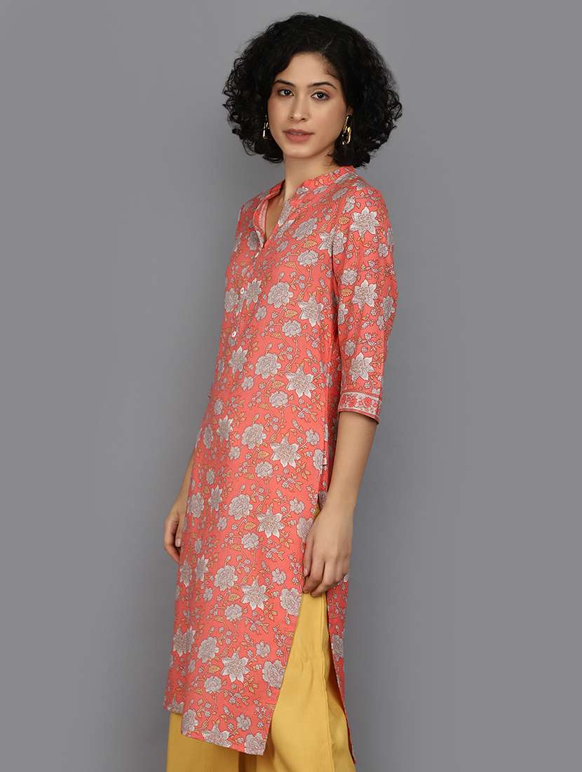 women colar mandarin neck straighyt kurta - 21176507 -  Standard Image - 2