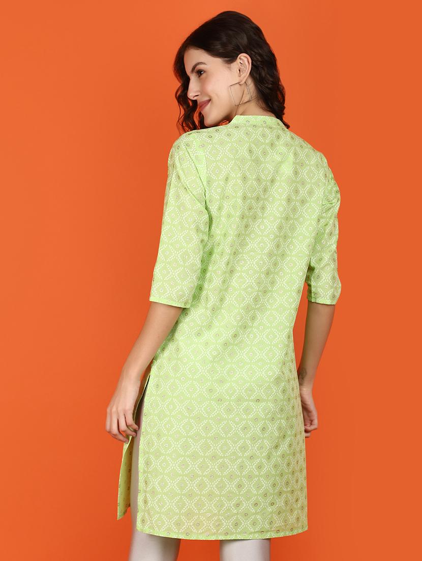 women neon mandarin neck straight kurta - 21176542 - Standard Image - 2