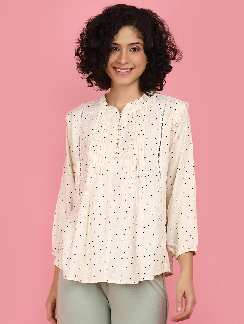 women off white polka dots printed top - 21176576 -  Zoom Image - 0
