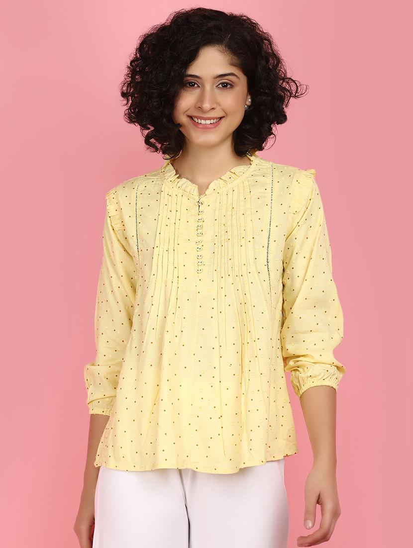 women yellow polka dots printed top - 21176577 -  Zoom Image - 0
