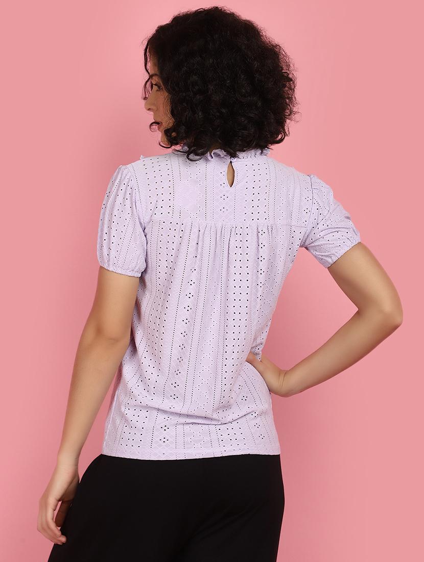women lavender schiffli work top - 21176589 - Standard Image - 2