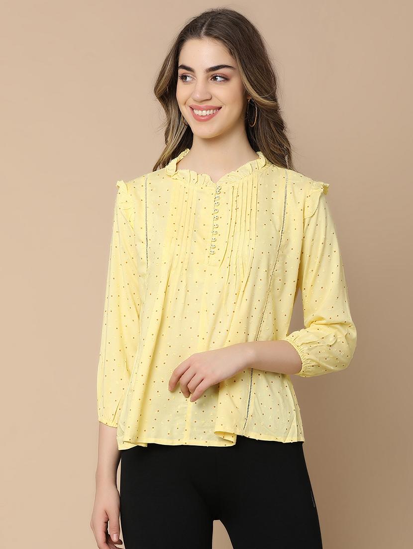 women yellow polka dots printed top - 21176614 -  Zoom Image - 0