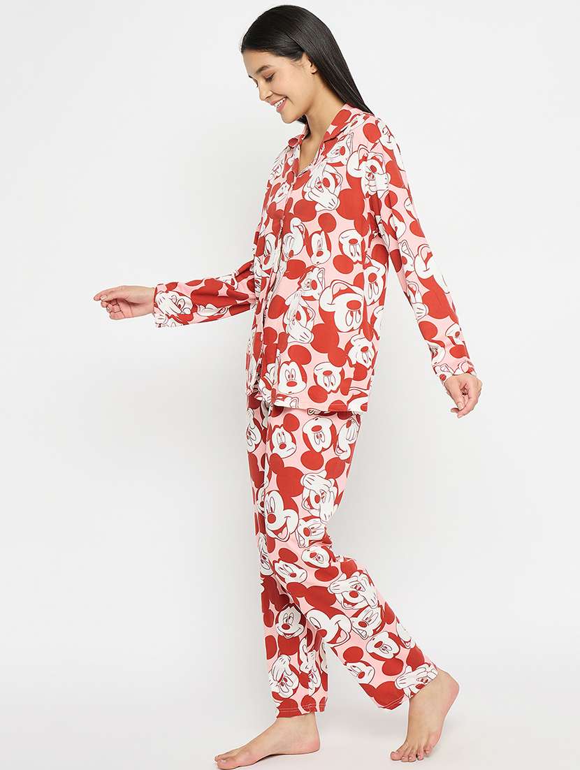 women red printed nightwear pyjama set - 21176641 -  Standard Image - 2
