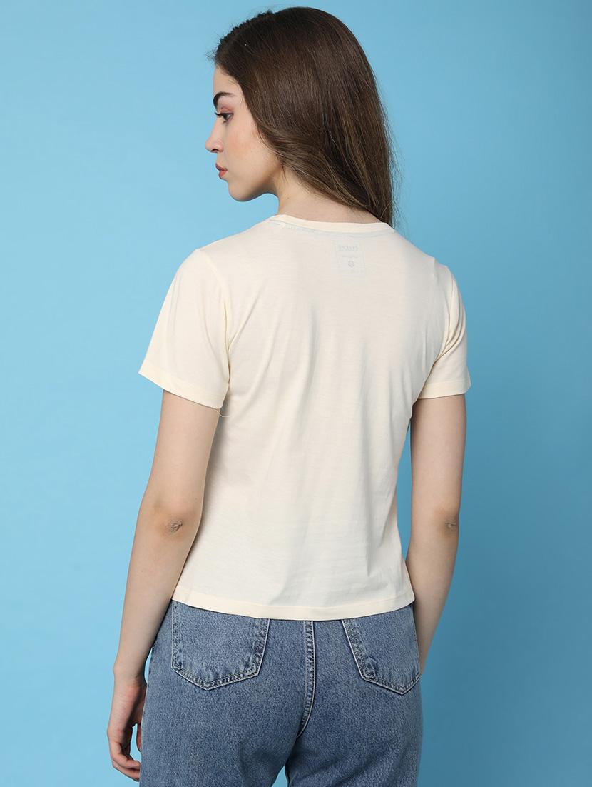 women front print round neck t-shirt - 21176936 - Standard Image - 2