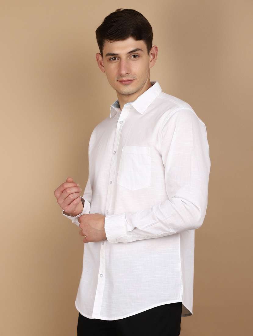 men white regulal fit long sleeves shirt - 21177087 -  Standard Image - 2