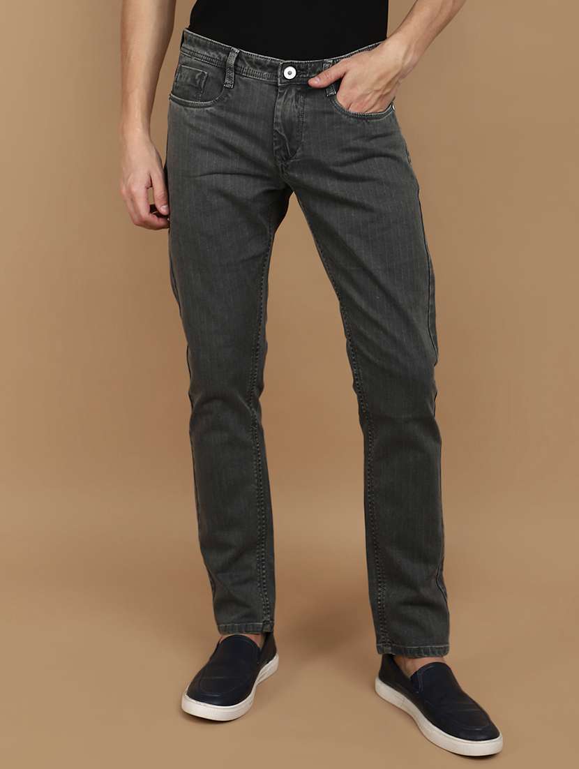 men mid rise plain denim jeans