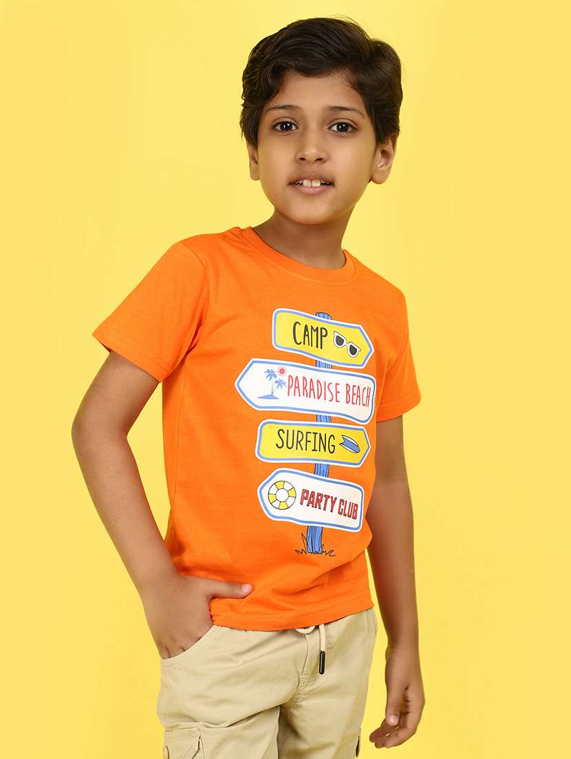 kids boy printed round neck t-shirt