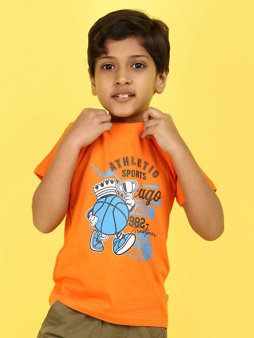 kids boy printed round neck t-shirt