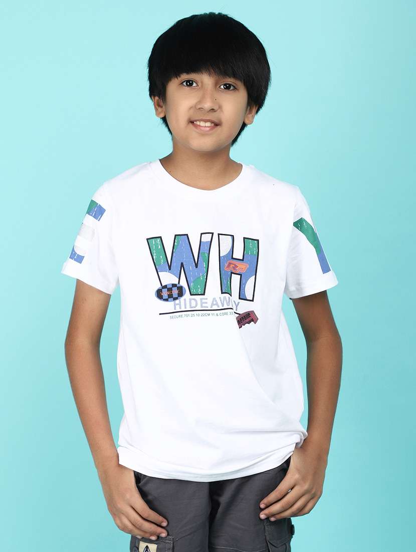 boys chest print cotton t-shirt
