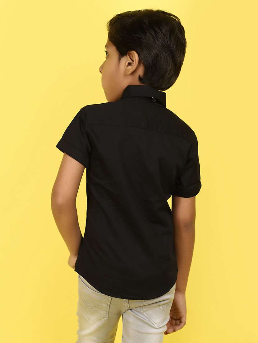 black solid satin shirt - 21177331 -  Standard Image - 2