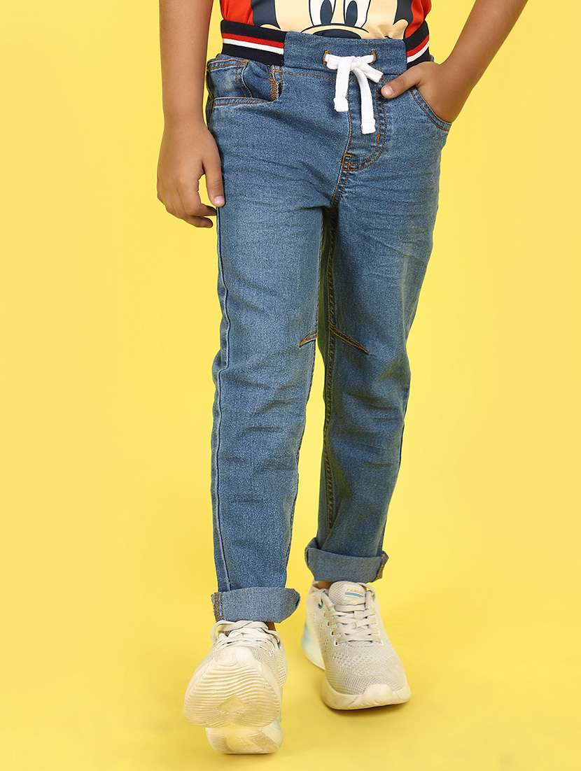 boy's solid mid rise jeans
