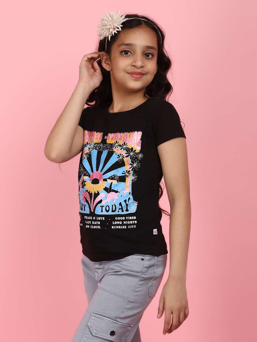 girls round neck short sleeves tees - 21177488 -  Standard Image - 2