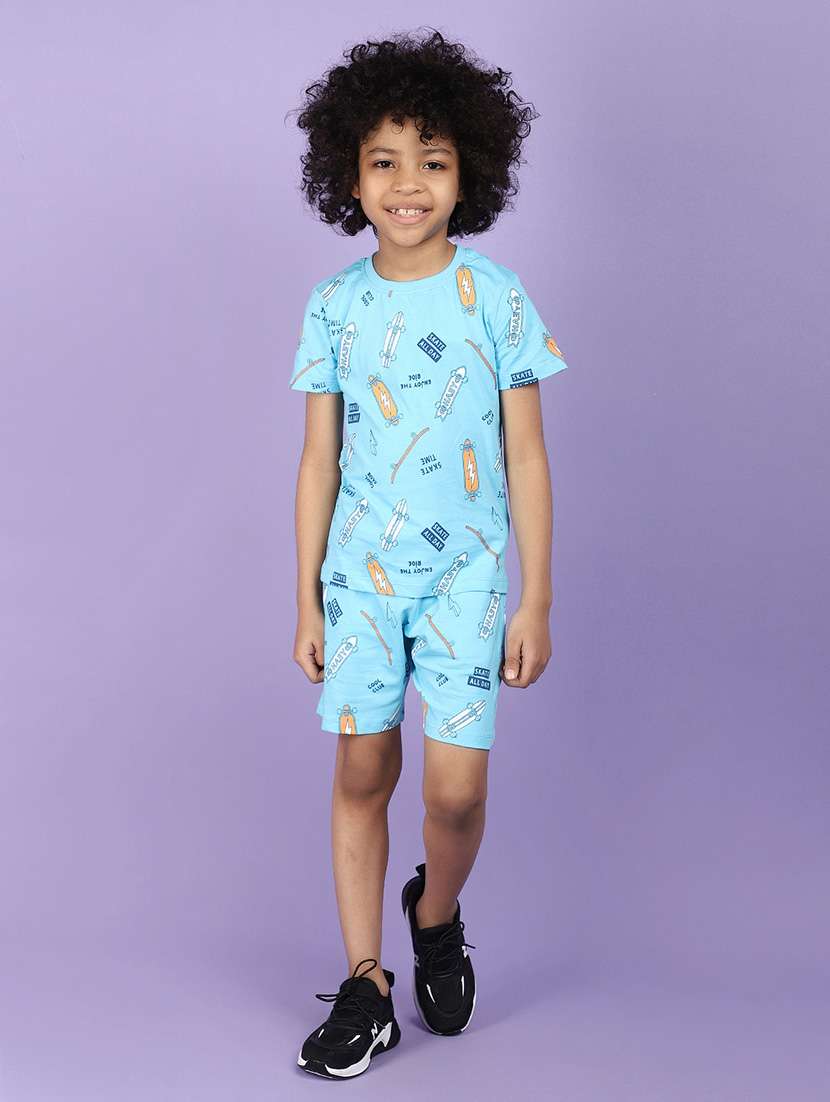 boys printed shorts twin set