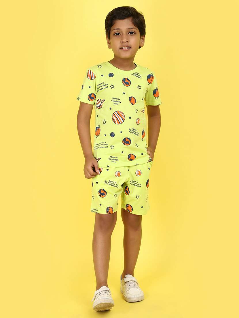 boys printed shorts twin set