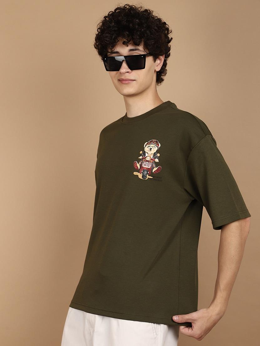 olive green cotton back print t-shirt - 21177890 - Standard Image - 2