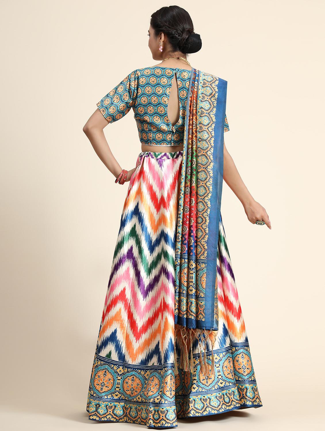 multi colored semi stitched flared lehenga - 21178039 - Standard Image - 2