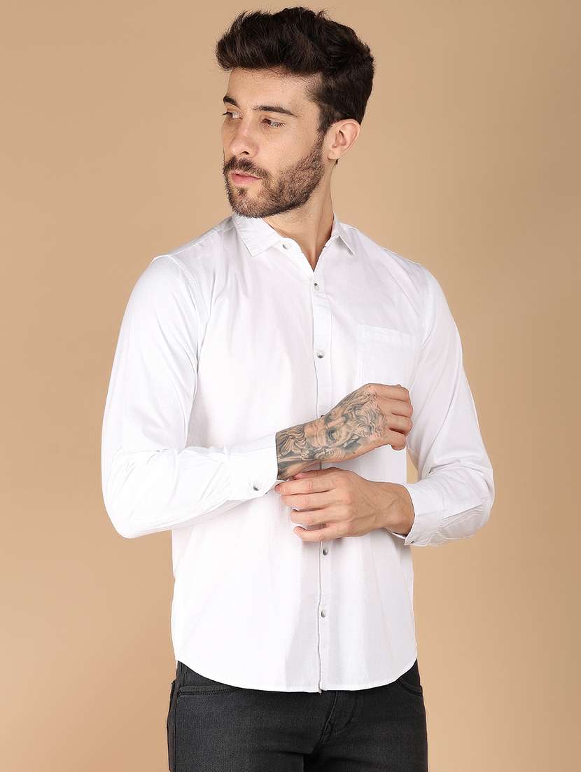 Men Solid Long Sleeve Casual Shirt - 21178181 -  Standard Image - 2