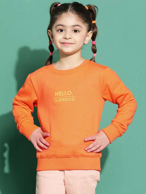 orange long sleeve back print sweatshirt