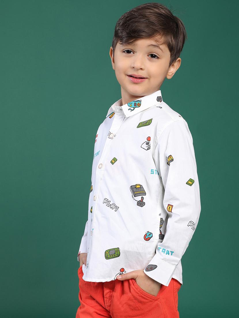 white printed cotton shirt - 21178264 - Standard Image - 2