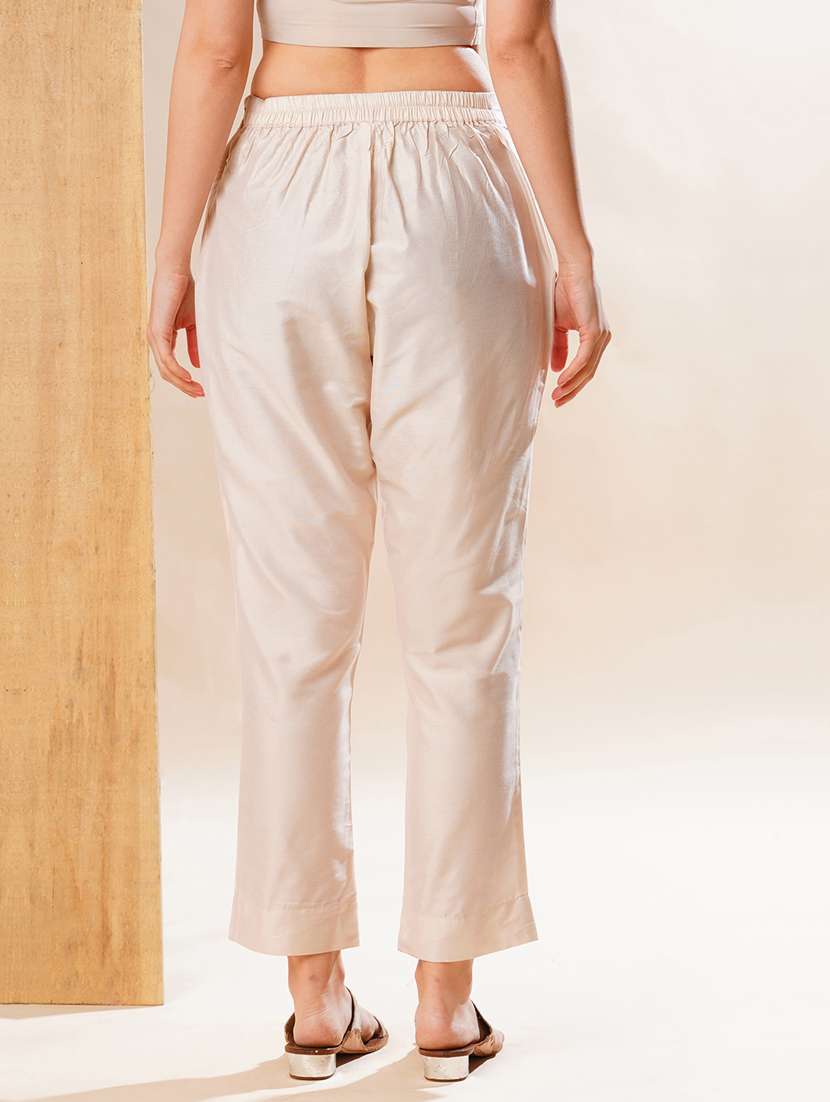 globus women off-white back elasticated mid-rise flat front ethnic pants - 21178320 -  Standard Image - 2