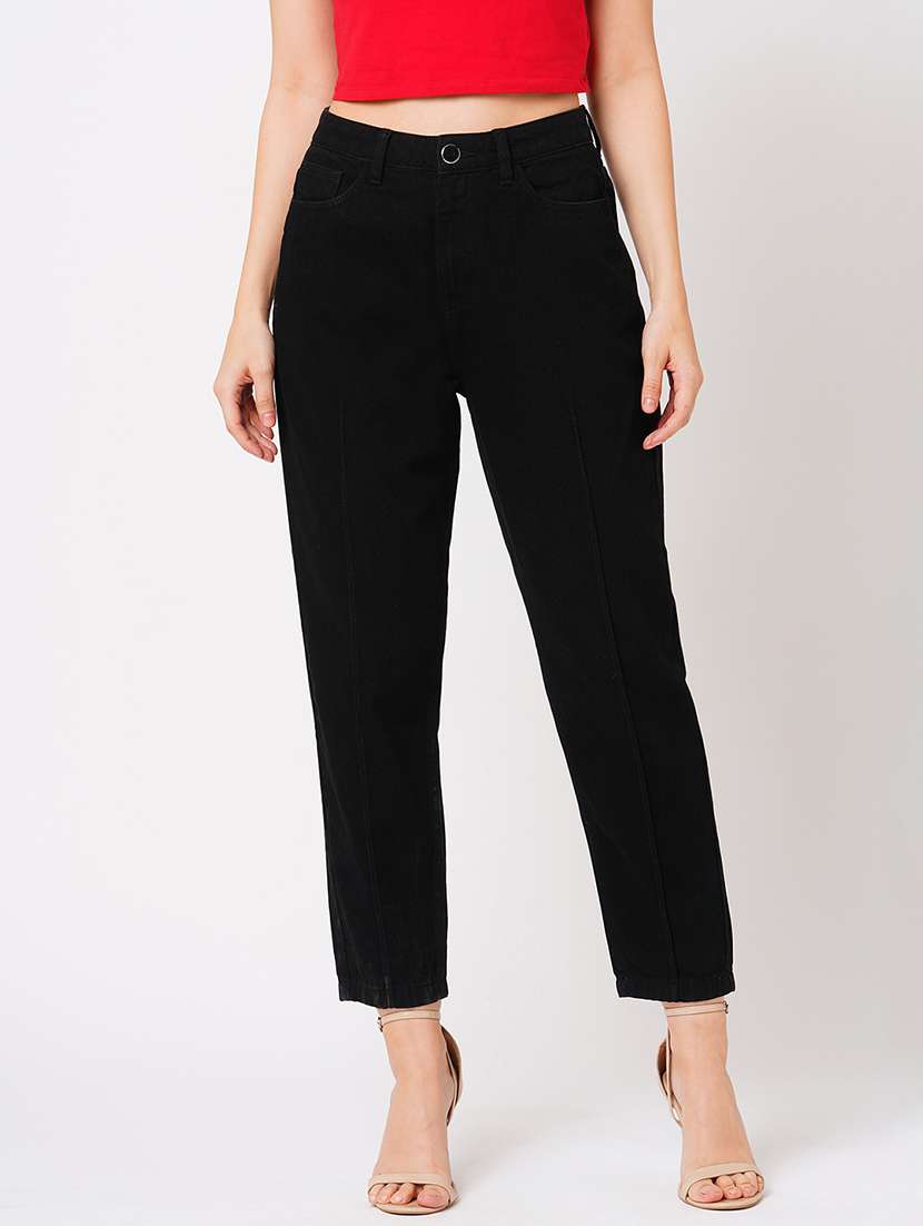 globus women black boyfriend fit mid-rise clean look cotton jeans - 21178364 - Zoom Image - 0